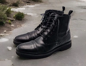Men's Johnston & Murphy J&M Kinley Cap-Toe Gore Boots Size 8.5 M Black Leather - Picture 1 of 8