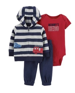 Child of Mine Bomber Strickjacke, Kurzarm Body & Hose, 3-teiliges Outfit Set - Bild 1 von 1