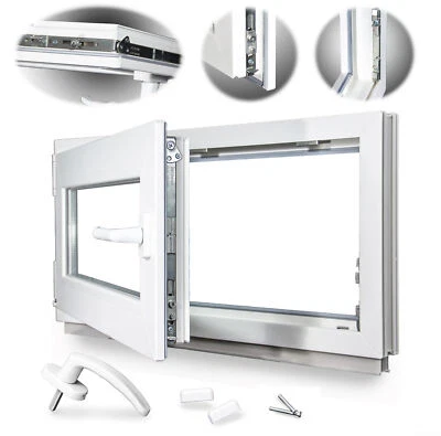 Kellerfenster Kunststoff Fenster Dreh Kipp 2 Verglast Alle Größe am Lager ✔️⭐✔️⭐ - Bild 1 von 4