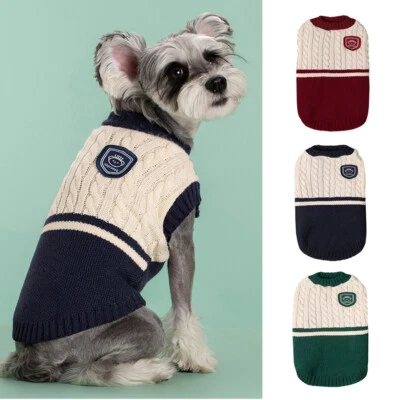 Small Dog Knitted Sweaters Winter Warm Puppy Cat Chihuahua Clothes Thermal Coat - Image 1 of 4