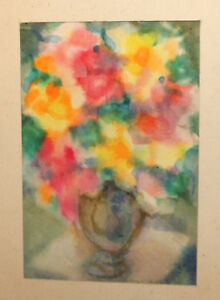 VINTAGE WATERCOLOR PAINTING FAUVIST STILL LIFE