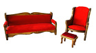 Domek dla lalek Miniaturowe drewno i aksamitna sofa Krzesło Podnóżek Hall's Lifetime Toys