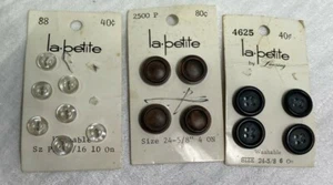 LOT 15 VINTAGE CARDED BUTTONS-la petite #88, #2500, #4625 - Picture 1 of 2