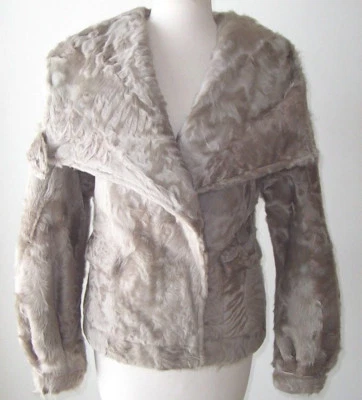 COSTUME NATIONAL Taupe Ondulado Piel de Cordero Chaqueta Abrigo 42 6 Foto 1 de 4