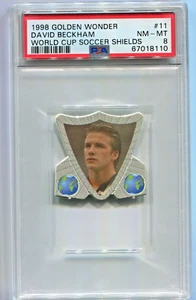 1998 David Beckham Golden Wonder World Cup Soccer Shields PSA 8 POP2 None Higher - Bild 1 von 2