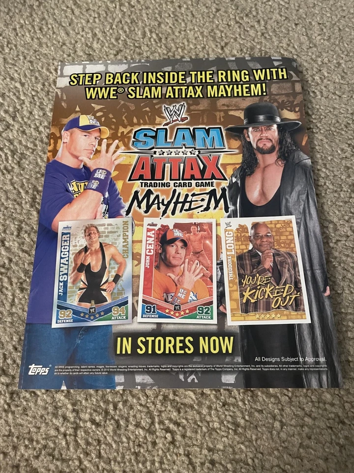 Tarjetas coleccionables WWE SLAM ATTAX MAYHEM TOPPS 2010 anuncio impreso Undertaker John Cena Foto 1 de 1