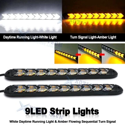 Arrow Type Car DRL LED Daytime Running Light Fog Driving Turn Signal White/Amber - Image 1 of 4