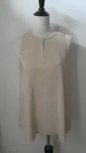 Size 4 W by WORTH Sleeveless100% Silk Tan Tunic Top - Picture 1 of 5