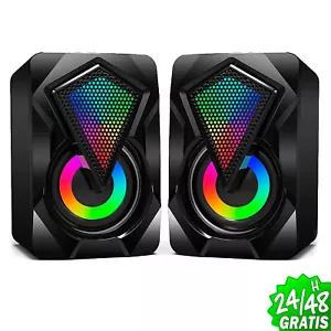 Altavoces PC RGB USB y Jack 3.5mm 3Wx2 Sonido Envolvente Gaming Escritorio Ofici - Imagen 1 de 7
