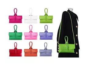Borsa a tracolla pochette da polso nodo manico ad anello pelle italiana colori più brillanti - Foto 1 di 110