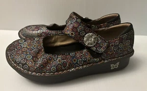 ALEGRIA Paloma Floral Mary Jane Leather Clogs Comfort Shoes EU 40 US 9 Nursing - Picture 1 of 14