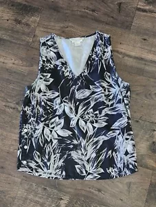 Womens C&C California Sleeveless Black Print V Neck Top Large NWOT - Picture 1 of 4