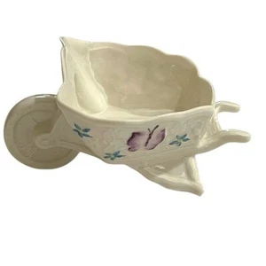 Belleek Hand Crafted fine Irish China Wheelbarrow Dish - Picture 1 of 8