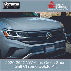 Chrome Delete Wrap fitting the 2020-2023 VW Atlas Cross Sport Grill - Picture 1 of 4