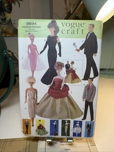 Vogue Craft Pattern 9894 Vtg Fashions Barbie & KEN Retro doll Collection UNCUT - Picture 1 of 4
