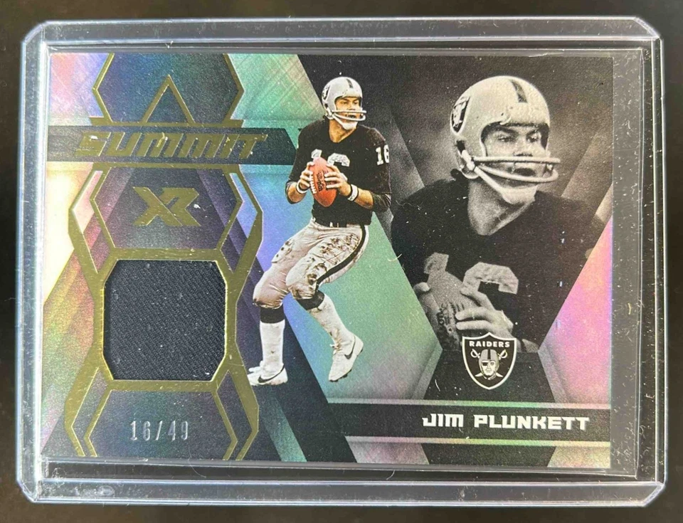 2020 Panini XR Jim Plunkett Summit Jersey #/49 Raiders - Image 1 of 2