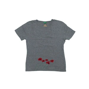 United Colors Of Benetton Damen Top S Grau 100% Baumwolle Kurzarm Basic - Bild 1 von 4
