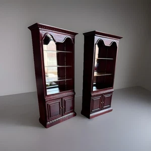 Vintage Dollhouse Miniature Tall Mirror Back Bookcase/Cabinets - Picture 1 of 6