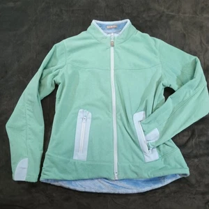 Peter Millar Jacket Womens Large Green Fleece Full Zip Warmth Lined Pockets - Picture 1 of 13