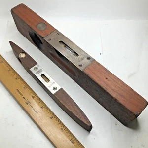 Lote De Colección 2 Herramientas Stanley 12" Nº 104 y 9" Nº 259 Juego de Niveles de Madera Torpedo (EE. UU.) - Imagen 1 de 24