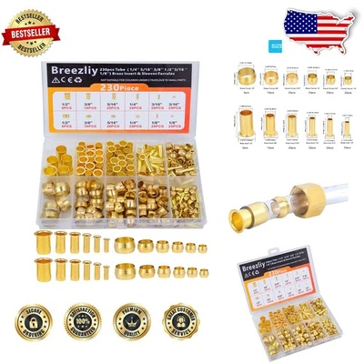 Durable Brass Compression Fittings Assortment - 230pc, 6 Sizes, Air/Water/Fuel - Image 1 of 4