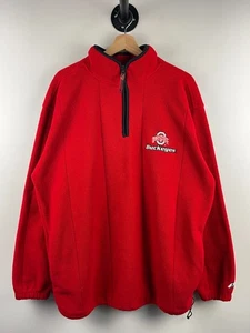 Vintage 90s Pro Player Ohio State Buckeyes Quarter Zip Red Fleece Sweater Size L - Picture 1 of 6