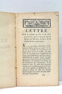 Lettre concernant querelle Inoculation de la Vérole 1759 - Picture 1 of 8