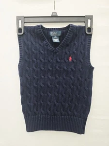 Boys Ralph Lauren Polo Sweater Vest Cable Knit Navy Blue Size 5 - Picture 1 of 4