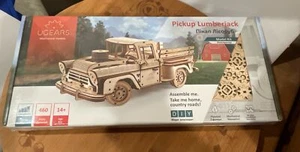 Mechanical UGEARS wooden 3D puzzle Model Pickup Lumberjack Self-Assembly Set - Picture 1 of 8