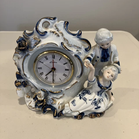 Vintage Linden Home Decorative China Porcelain Alarm Clock Japan Not Working Cover