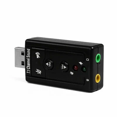 USB 2.0 External 7.1 Channel 3D Virtual Audio Sound Card Mic Adapter Laptop PC - Image 1 of 4