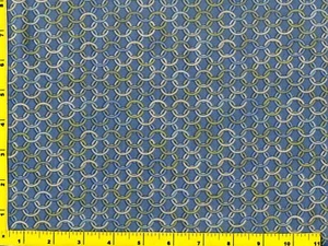 Blue & Gray Interlocking Circles on Blue Quilting & Sewing Fabric by Yard #237 - Picture 1 of 1