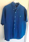 Polo Ralph Lauren 100% Linen Short Sleeve Royal Blue Button Shirt Men's XL