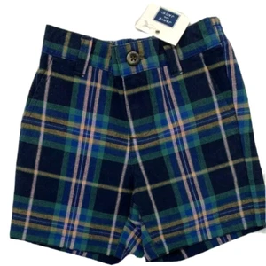 Pantalones cortos a cuadros Janie and Jack Boy 6-12 meses azul marino y rosa nuevos con etiquetas - Imagen 1 de 7