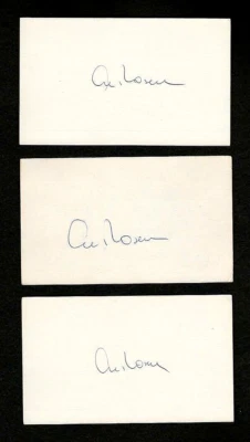 3 Al Rosen {1924-2015} Signed 3x5 Index Cards {Lot of 3} Cleveland Indians COA - Image 1 of 2