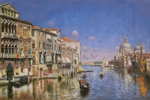 Meereslandschaft Venedig Öl auf Leinwand signiert / seascape Venice oil painting on ca - Bild 1 von 1