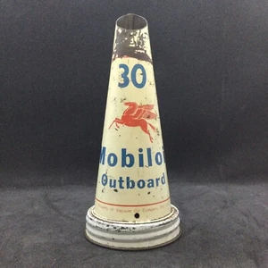Rare Vintage Original Mobiloil 30 Outboard Tin Oil Bottle Top - Picture 1 of 7