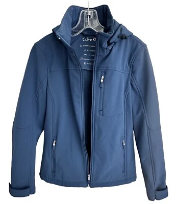 Jaqueta Calvin Klein Feminina XS Azul Resistente à Água Zíper Completo Capuz Removível - Imagem 1 de 4