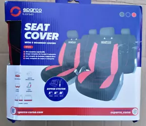 Sparco SPS431RD Complete Seat Cover With 5 Headrest Covers, Black/Red - Picture 1 of 6