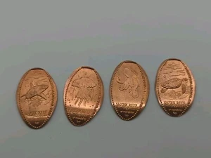 SHARK REEF MANDALAY BAY Set #1 länglich gepresst 4 Kupfer Penny Set LAS VEGAS NV - Bild 1 von 2