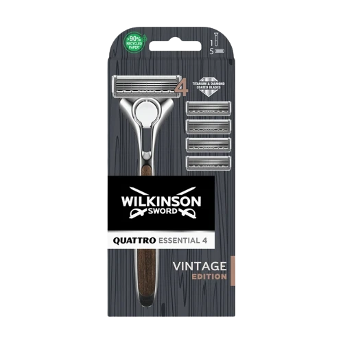Wilkinson Sword Quattro Titanium Vintage Edition Rasierer + 5er Klingen OVP
