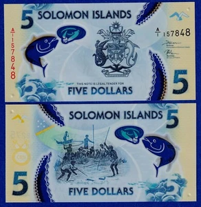 Solomon Islands $5 (2019) P-w38(1)  UNC Polymer Banknote - Prefix A/1 - Picture 1 of 3