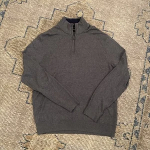 Men's Banana Republic Premium Luxe Yarn Quarter Zip Sweater Silk Cashmere Gray L - Picture 1 of 7
