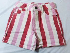 Mini Boden Girls Striped Denim Cotton Button Shorts AC2 Pink/Red Size 6-7 NWT  - Picture 1 of 3