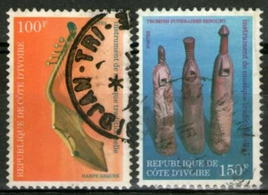 COTE D'IVOIRE: n°508A/508B oblitérés, "instruments de musique" (cote 25€) - Imagen 1 de 2