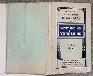 GEORGRAPHIA LARGE SCALE ROAD MAP WEST YORKSHIRE MOUNTED ON CLOTH. 1920'S. - Picture 1 of 7