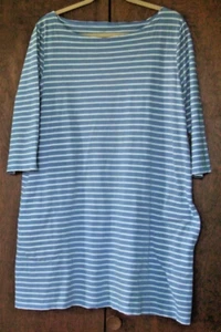 Garnet Hill Shirt Dress Tunic 100% cotton sz 18 Blue 3/4 Sleeve Pockets - Picture 1 of 11