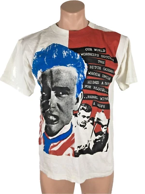 CAMISETA ROJA BLANCA AZUL GRÁFICA QUINTA COLUMNA VINTAGE AÑOS 80 JAMES DEAN M Med NUEVA DE STOCK Foto 1 de 4
