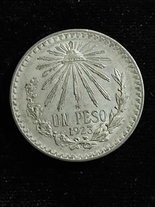 1923 M Mexico Silver Peso AU T324 - Picture 1 of 2
