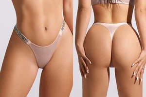Victoria's Secret Shine Strap - PUREST PINK THONG - Classic Satin lingerie - Picture 1 of 16